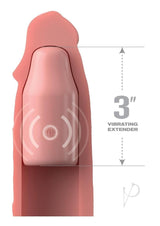 Fantasy X-Tensions Elite Silicone Vibrating Sleeve Vanilla with 3-inch vibrating extender feature.