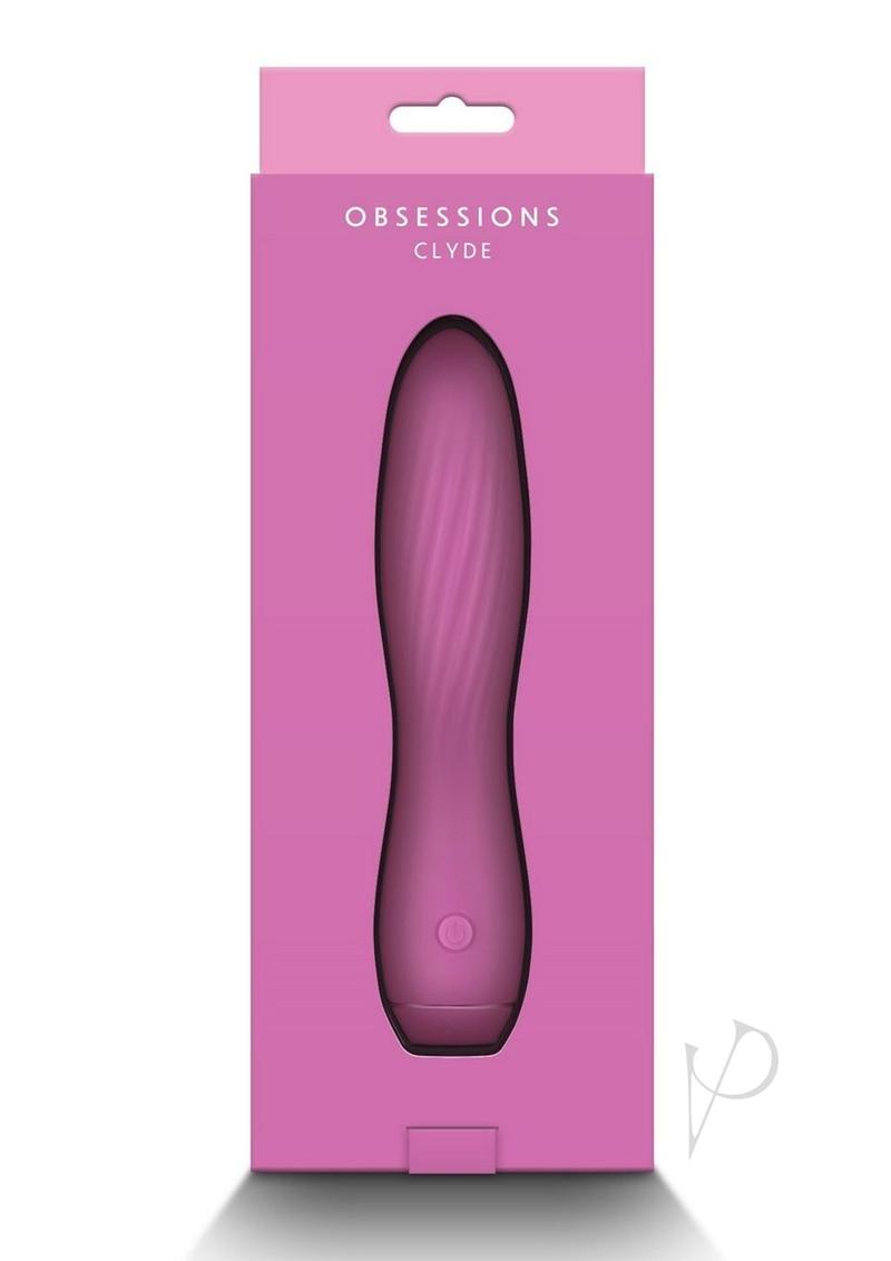 Obsessions Clyde Rechargeable Silicone Vibrator Pink elegantly packaged, showcasing its plush design and body-safe silicone material.