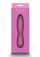 Obsessions Clyde Rechargeable Silicone Vibrator Pink elegantly packaged, showcasing its plush design and body-safe silicone material.
