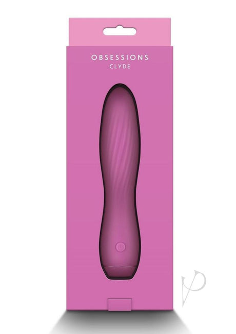 Obsessions Clyde Rechargeable Silicone Vibrator Pink elegantly packaged, showcasing its plush design and body-safe silicone material.