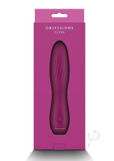 Obsessions Clyde Rechargeable Silicone Vibrator Magenta in elegant packaging designed for pleasure.