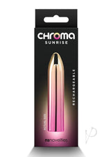 Chroma Sunrise Rechargeable Vibrator Medium Multicolor packaging with a sleek design and colorful finish.