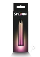 Chroma Sunrise Rechargeable Vibrator Medium Multicolor packaging design showcased on a dark background.
