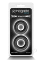 Renegade Erectus Silicone Cock Ring Black packaging featuring super stretchable design.