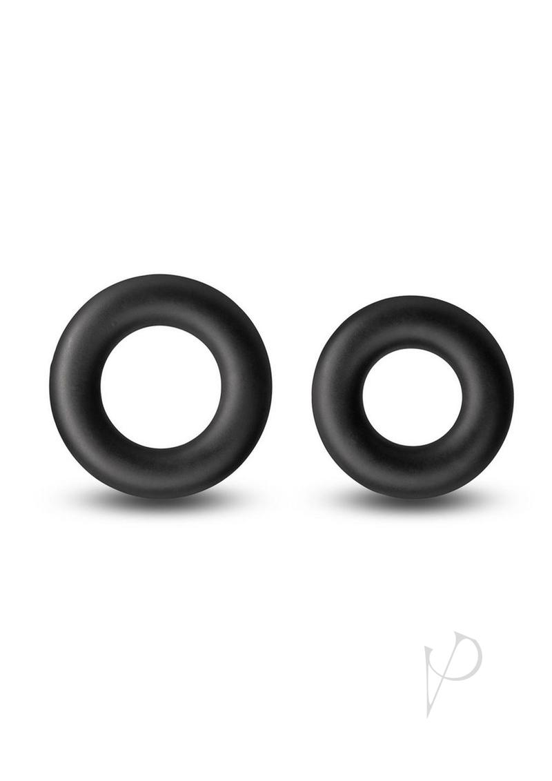 Renegade Erectus Silicone Cock Ring Black set, featuring two stretchy silicone rings in black.
