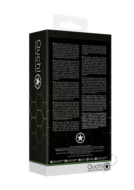 Ouch Bra Harness Glow in the Dark Large XLarge Green packaging with product details and glow features.