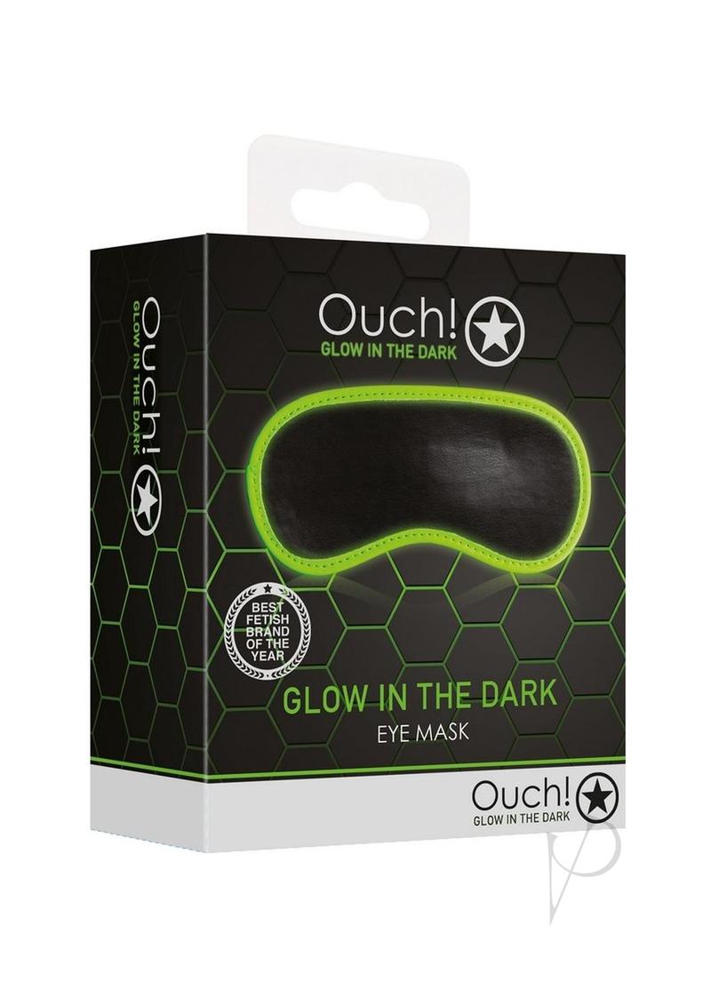Ouch Eye Mask Glow in the Dark Green packaging showcasing its striking glow-in-the-dark design and unique features.