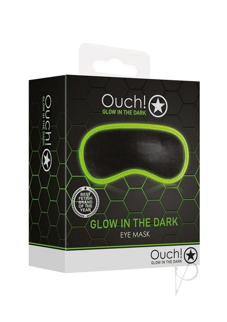 Ouch Eye Mask Glow in the Dark Green packaging showcasing its striking glow-in-the-dark design and unique features.