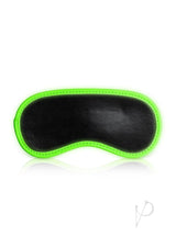 Ouch Eye Mask Glow in the Dark Green featuring a sleek black design with fluorescent green edges.