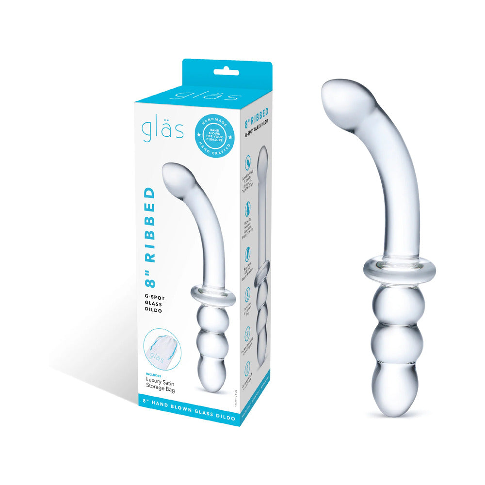 Glas 8 inches Ribbed G-Spot Glass Dildo