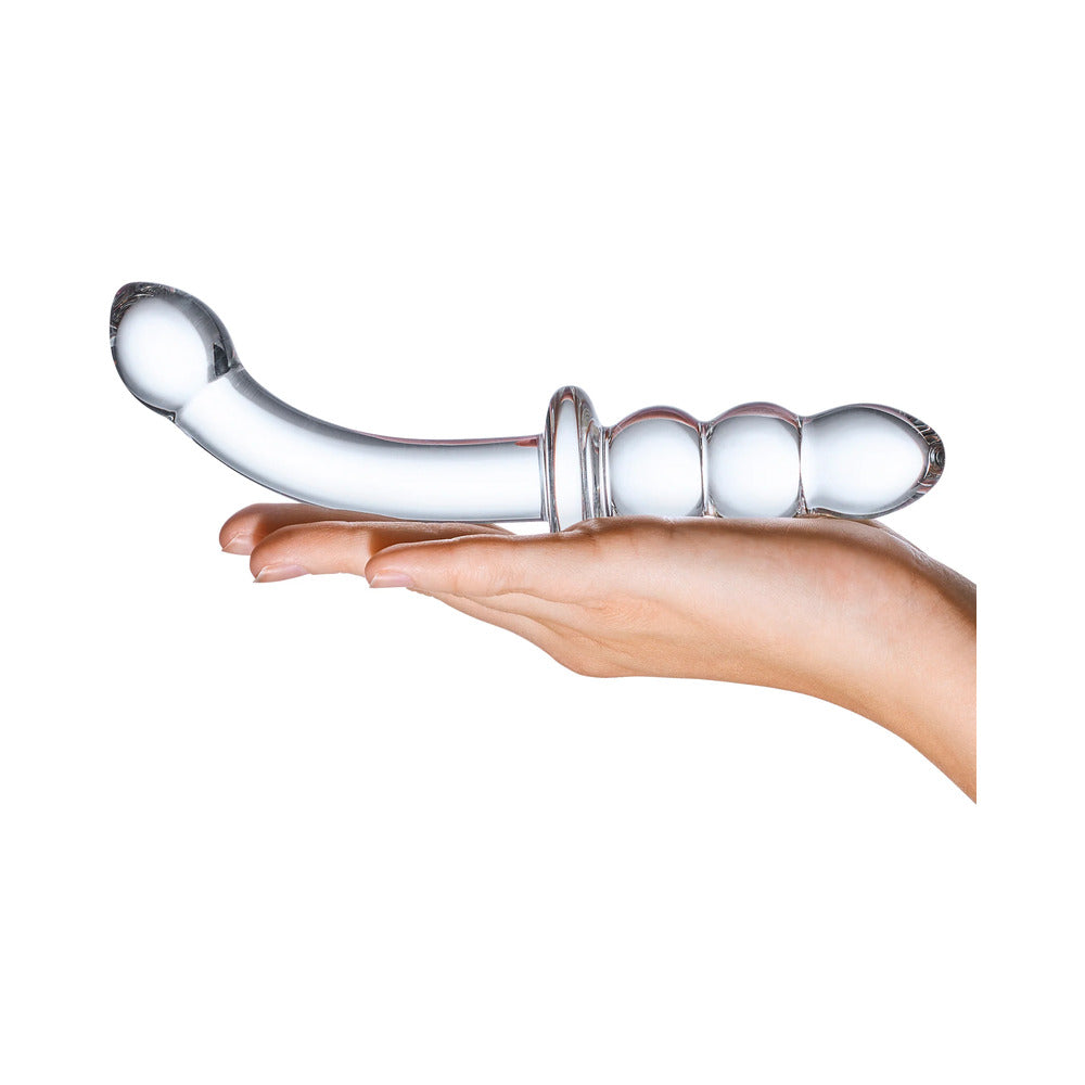 Glas 8 inches Ribbed G-Spot Glass Dildo