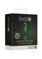 Ouch Glass Butt Plug Glow in the Dark Large Green