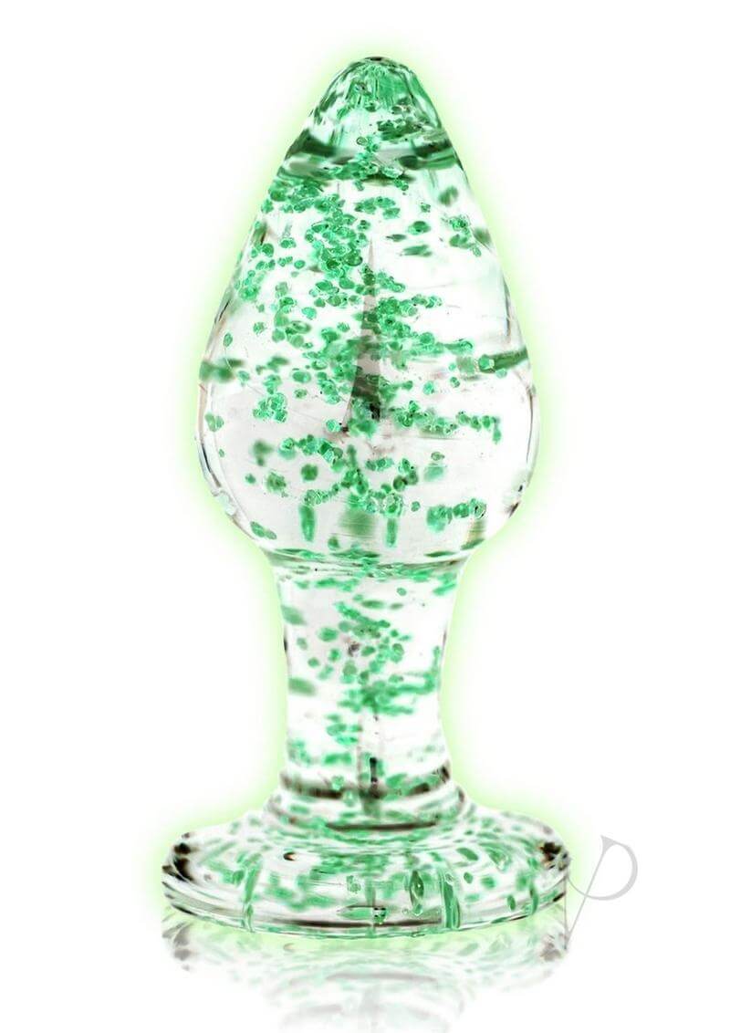 Ouch Glass Butt Plug Glow in the Dark Large Green - Image 2