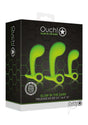 Ouch Prostate Kit Glow in the Dark 3 Pc Green packaging displaying three prostate toys.