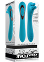 Heads or Tails Silicone Rechargeable Dual Vibrator Teal featuring powerful vibrator and massaging fingers.