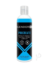 Gender X Procreate Water Based Lubricant 4 oz bottle for fertility-friendly intimate use.