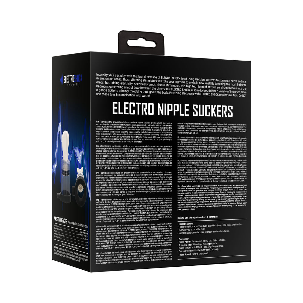 Shots ElectroShock Remote-Controlled E-Stimulation Nipple Suckers White