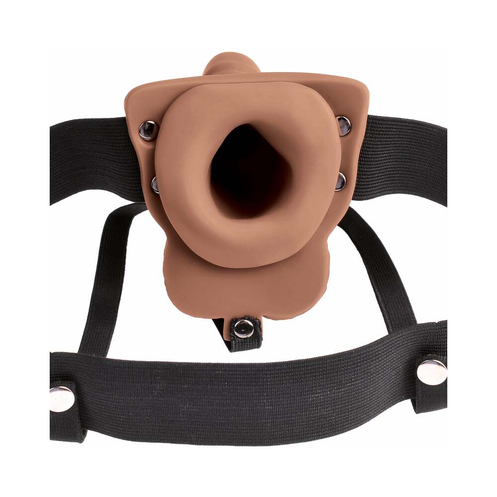 Fetish Fantasy Series Rechargeable Vibrating 6 inches Hollow Strap-On With Balls Tan/Black