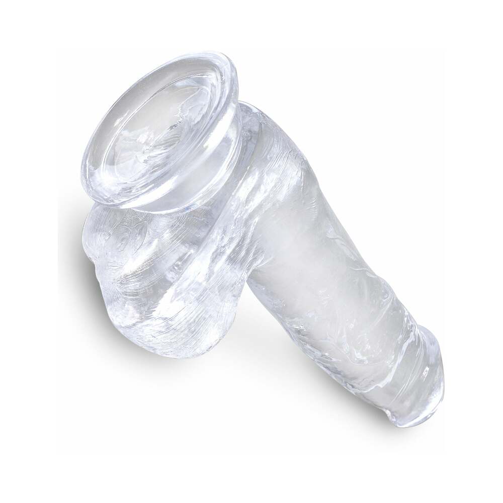 King Cock Clear 6 inches  Cock With Balls Realistic Suction Cup Dildo