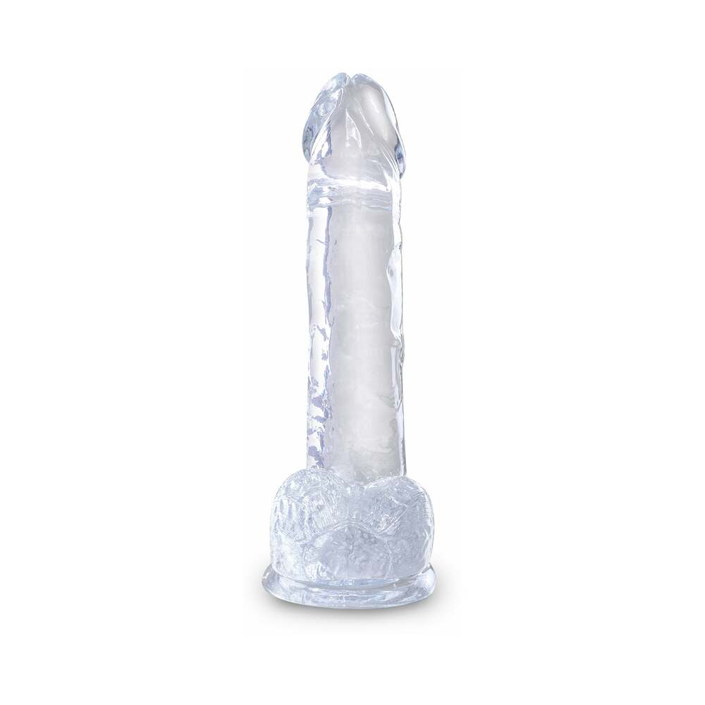 King Cock Clear 7 inches Cock With Balls Realistic Suction Cup Dildo
