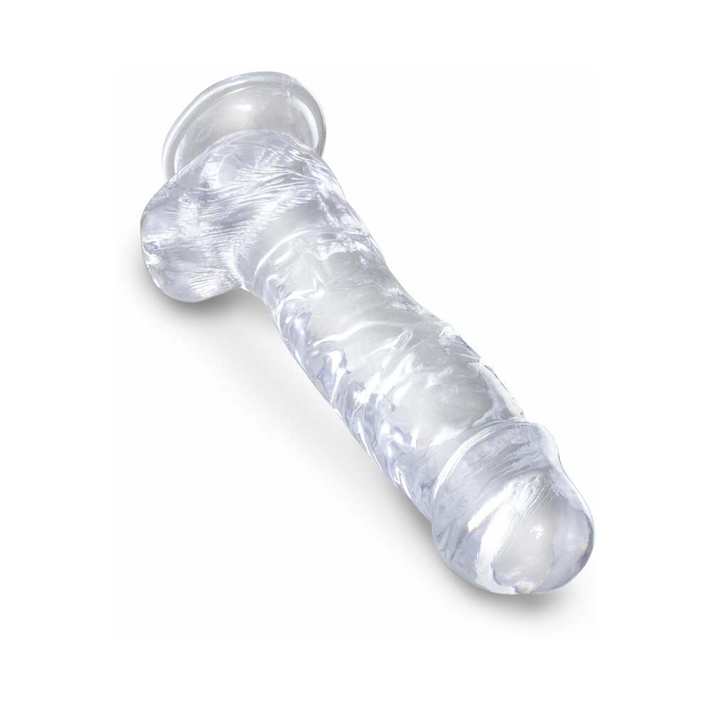 King Cock Clear 8 inches Cock With Balls Realistic Suction Cup Dildo