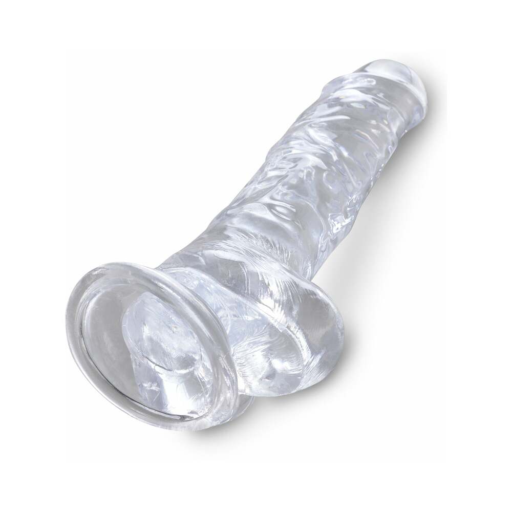 King Cock Clear 8 inches Cock With Balls Realistic Suction Cup Dildo