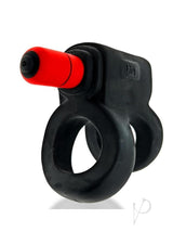 Hunkyjunk Revhammer Reverb Shaft Vibrating Cock Ring Tar Ice in black with red feature.
