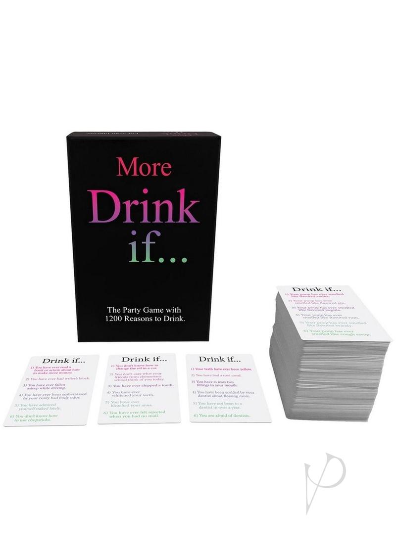 More Drink If Adult Drinking Card Game packaging and cards for hilarious party fun.