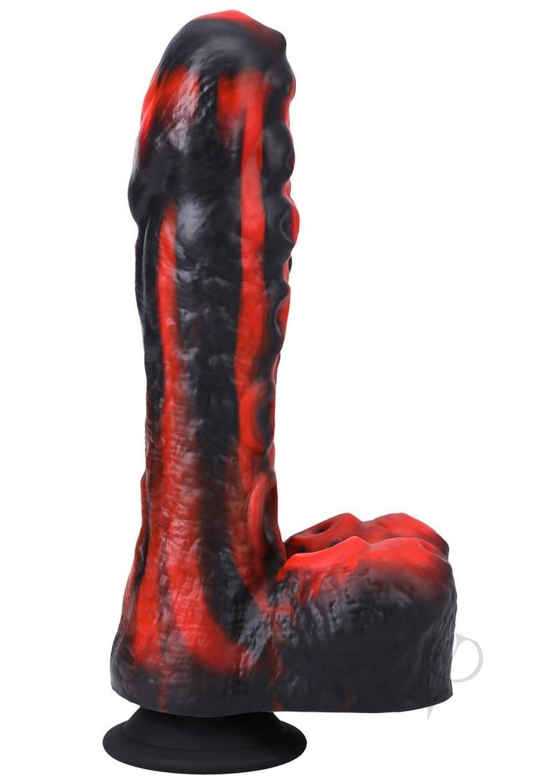 Fort Troff Tendril Thruster Silicone Mini Machine Dildo Red showcasing a textured design and compact shape.