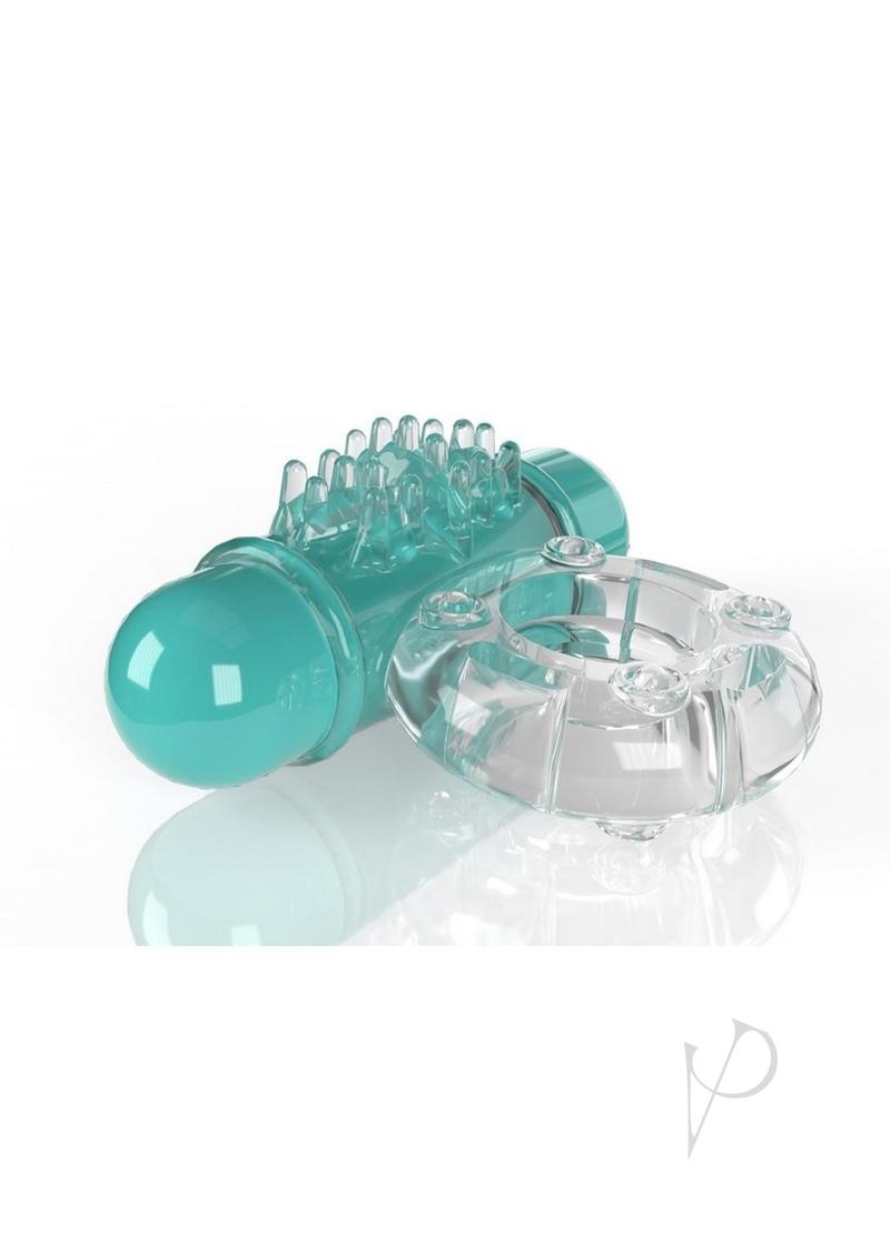 Screaming O 4B O Wow Vibrating Ring Kiwi, featuring a stretchy ring and powerful vibrating bullet for couples.