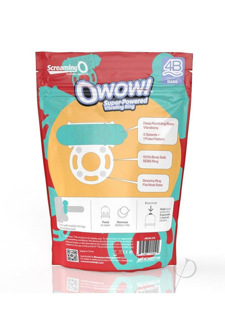 Screaming O 4B O Wow Vibrating Ring Kiwi packaging showcasing features and design, ideal for couples.