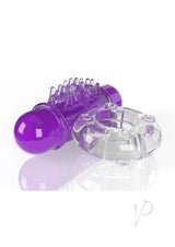 Screaming O 4T O Wow Vibrating Ring Grape in purple and clear with unique textures for enhanced stimulation.