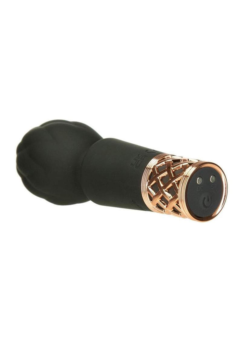 Pillow Talk Secrets Pleasure Rechargeable Wand Gold, a compact mini wand massager with elegant design.