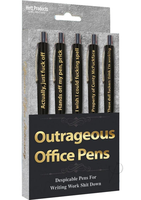 Hott Products Outrageous Office Pens Novelty Gag Gift humorous writing pens with cheeky messages.