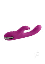 Playboy Thumper Rechargeable Silicone Rabbit Vibrator Purple displayed in vibrant purple with dual stimulation features.