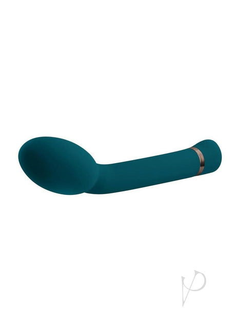 Playboy On The Spot Silicone G-Spot Vibrator Teal in elegant teal design for precise internal pleasure.