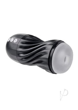 Playboy Solo Rechargeable Textured Stroker Black with soft textures and control buttons for enhanced pleasure.