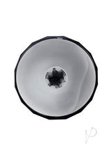 Playboy Solo Rechargeable Textured Stroker Black top view showing its unique channel design and textured interior.
