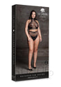 Le Desir Carpo XLVI Two Piece Lingerie Queen Black showcased on the model, featuring edgy design and sheer details.