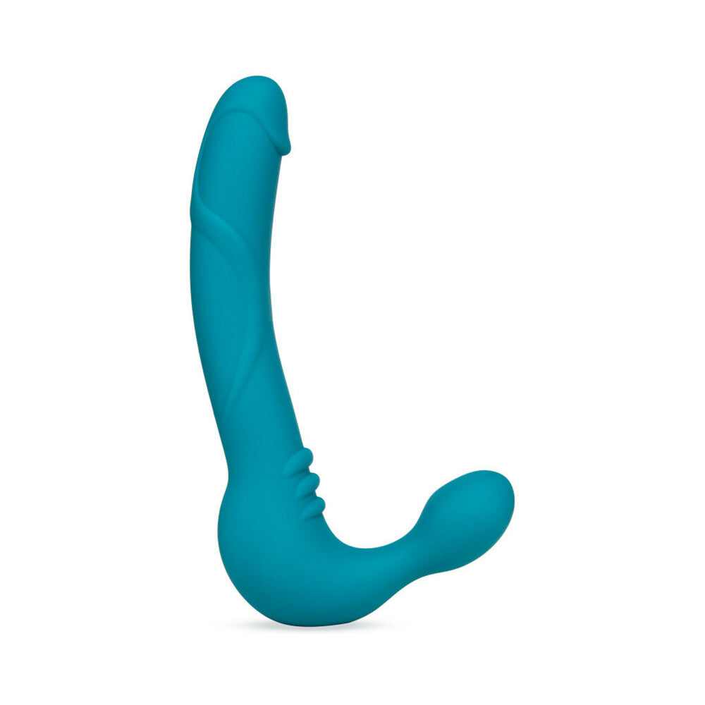 Temptasia Luna 9 inches Silicone Strapless Strap-On Dildo with Rechargeable Bullet Vibrator Teal