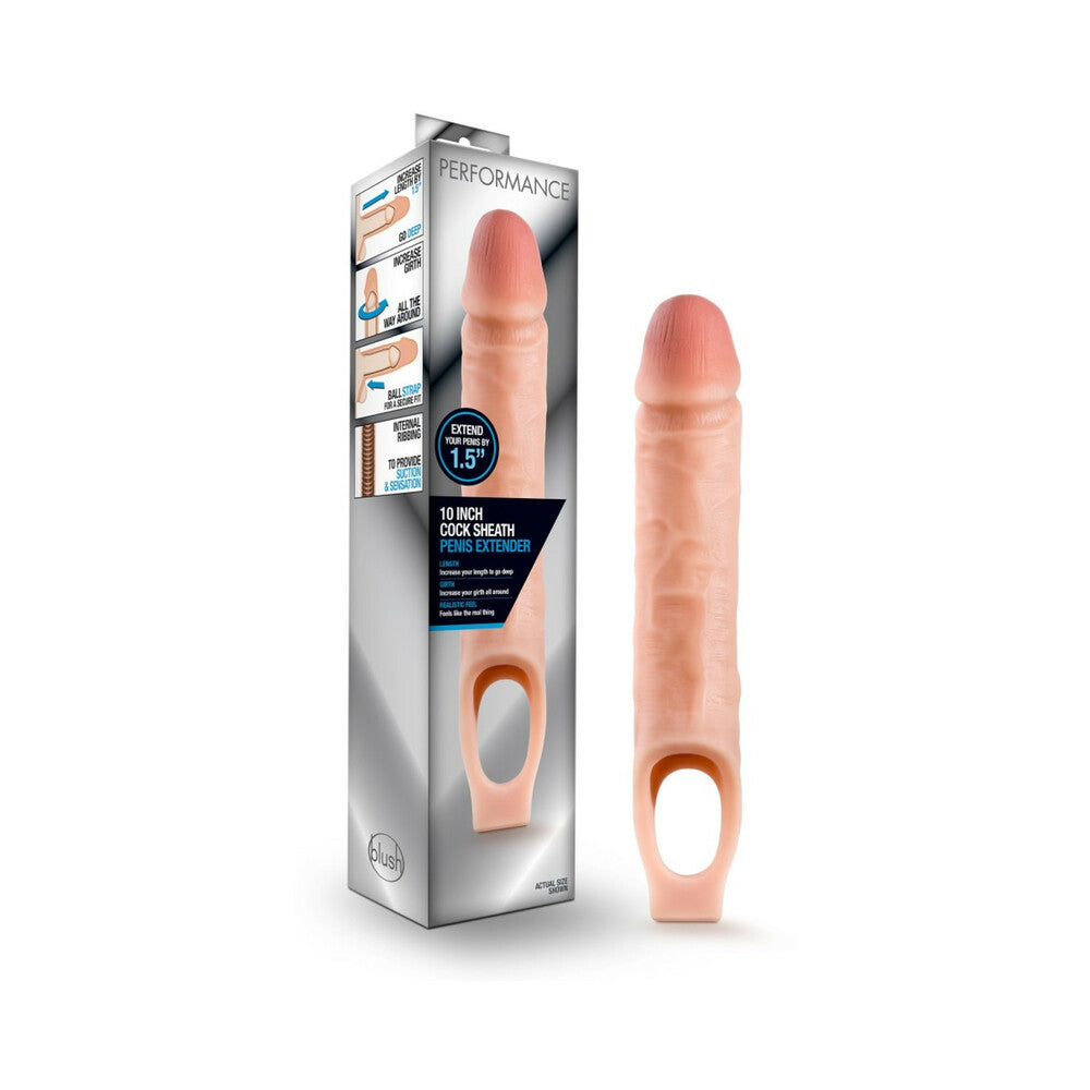 Blush Performance 10 inches Cock Sheath Penis Extender Sling Beige