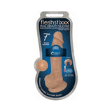 Curve Toys FLESHSTIXXX 7 inches Posable Dual Density Silicone Dildo with Balls & Suction Cup Tan