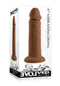 Vibrating Rechargeable Silicone Dildo 6 inch Caramel, a brown silicone dildo with suction base and realistic design.