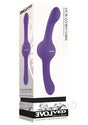 Our Gyro Vibe Rechargeable Silicone Dual End Vibrator Purple packaged in stylish box, showing the sleek design and features.