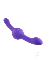 Our Gyro Vibe Rechargeable Silicone Dual End Vibrator Purple showcasing ergonomic design and textured tips for stimulation.