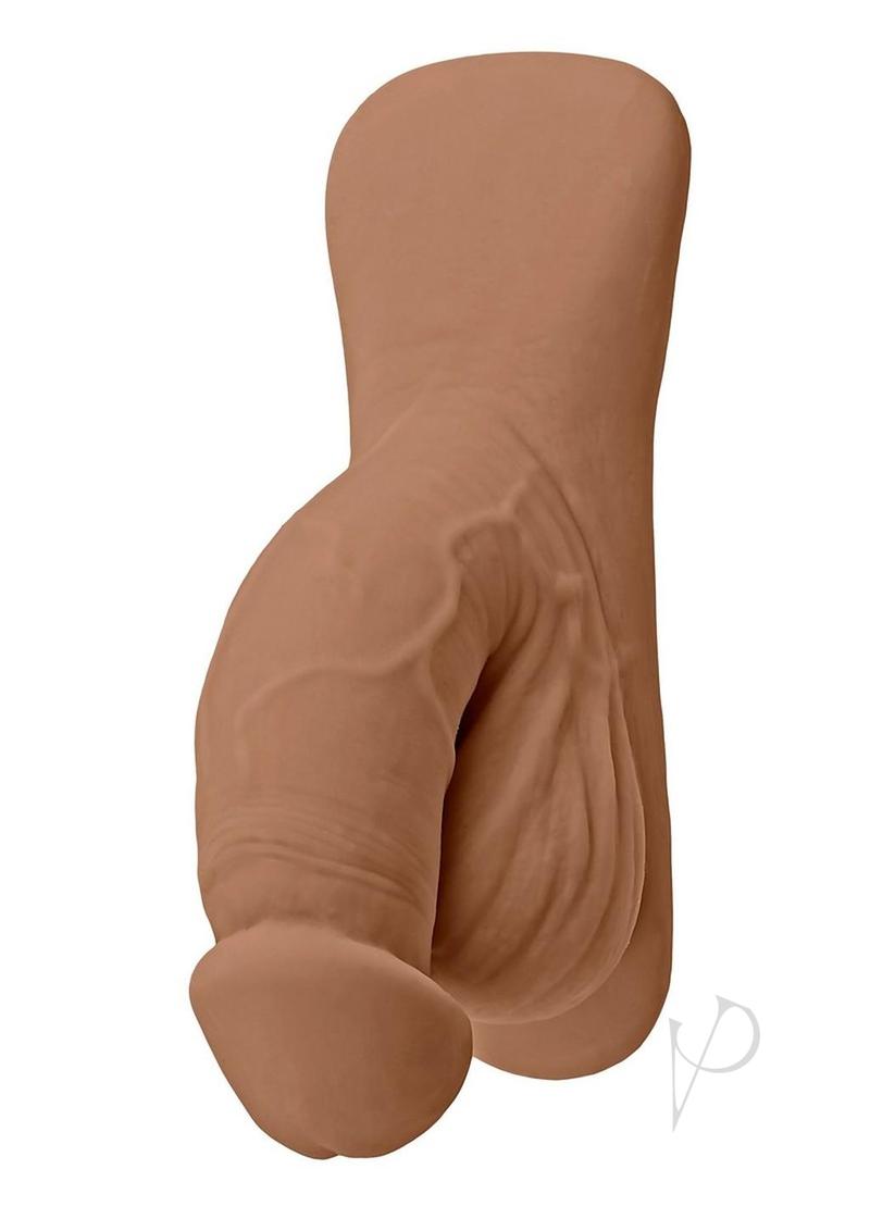 Gender X TPE Packer Dildo 4 inch Caramel with lifelike details and soft, flexible TPE material.