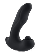 Gender X Mad Tapper Rechargeable Silicone Vibrator Black side view showcasing ergonomic design and textured shaft.