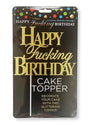 Happy F'ing Birthday Cake Topper Gold Black packaging with glittery birthday message.