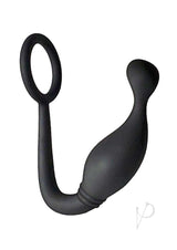 Butts Up P-Spot Silicone Cock Ring with Anal Plug Black for targeted prostate stimulation and erection enhancement.
