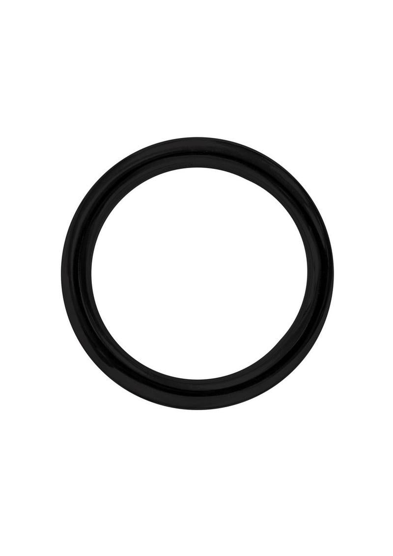 Rouge Stainless Steel Round Cock Ring 45mm Black - sleek black powder-coated stainless steel design.
